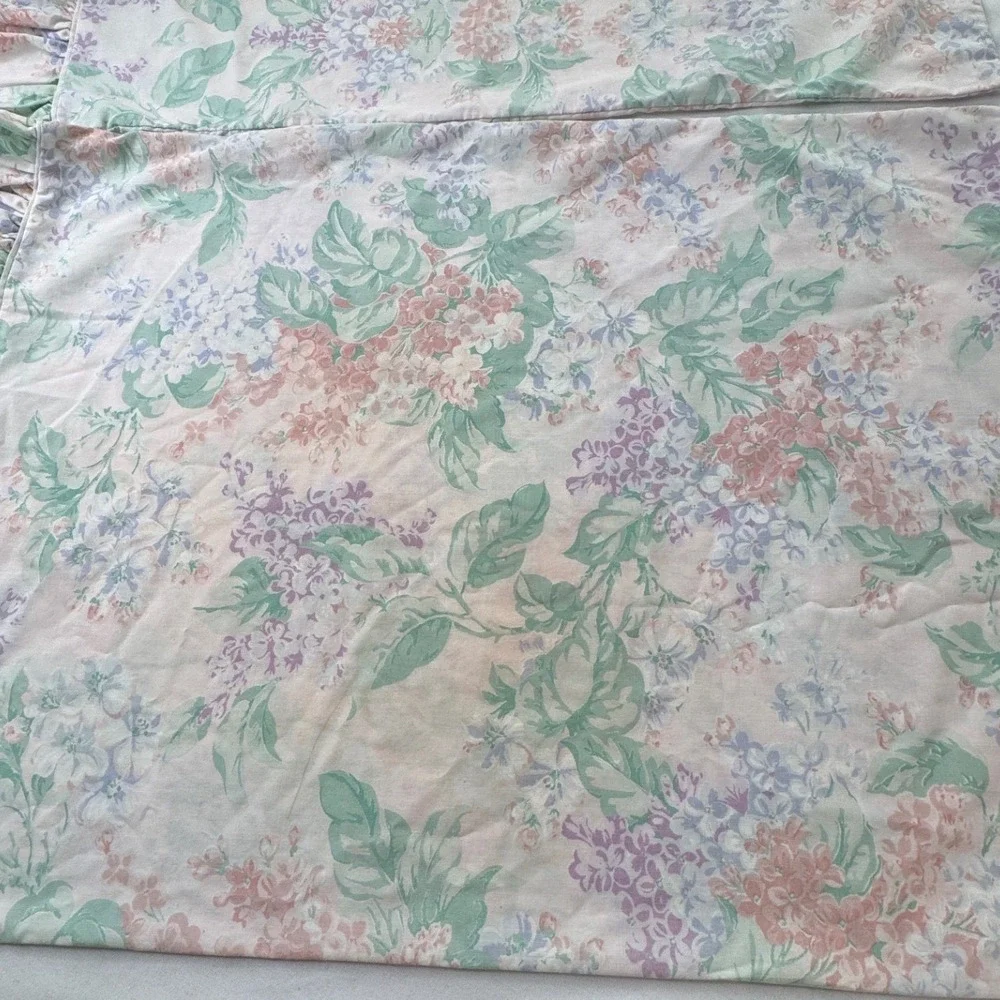 Vintage Martex Floral Ruffle Pillowcase Set 2 Standard Percale Lilac Hydrangea - Picture 3 of 10